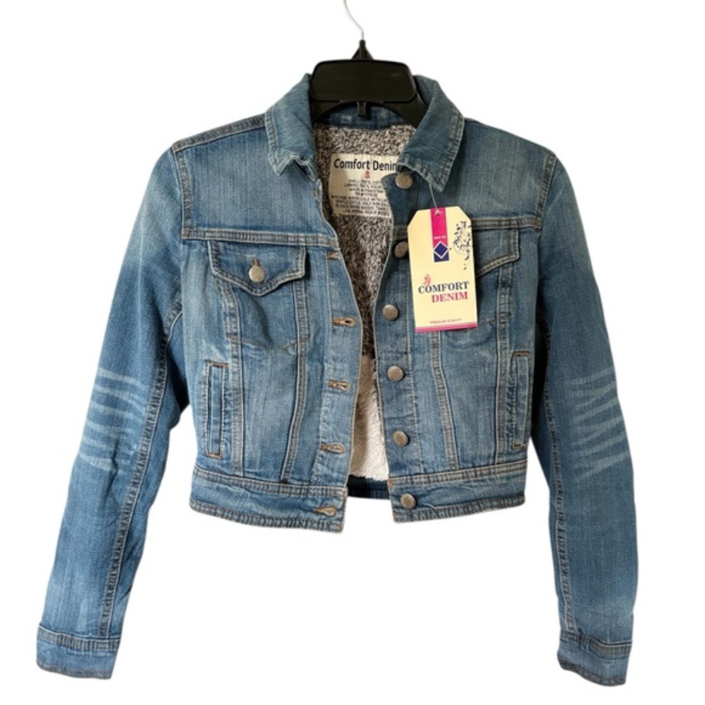 Women's Light Blue Denim Jacket. warm lining Size S